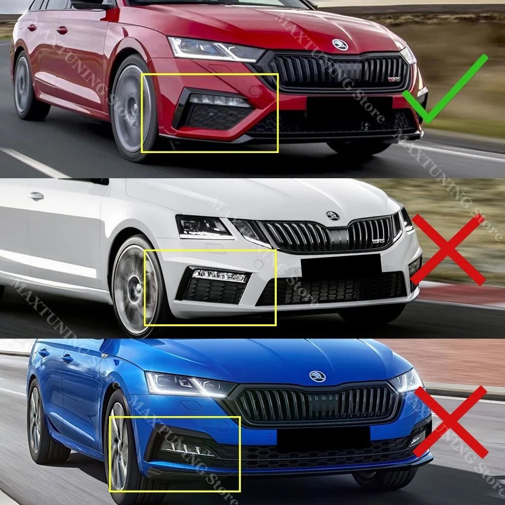 For Skoda Octavia IV MK4 RS vRS Sedan Combi 2020-2024 Front Bumper Air Vent Splitter Cover Fog Lamp Grille Slats Trim Bodykits