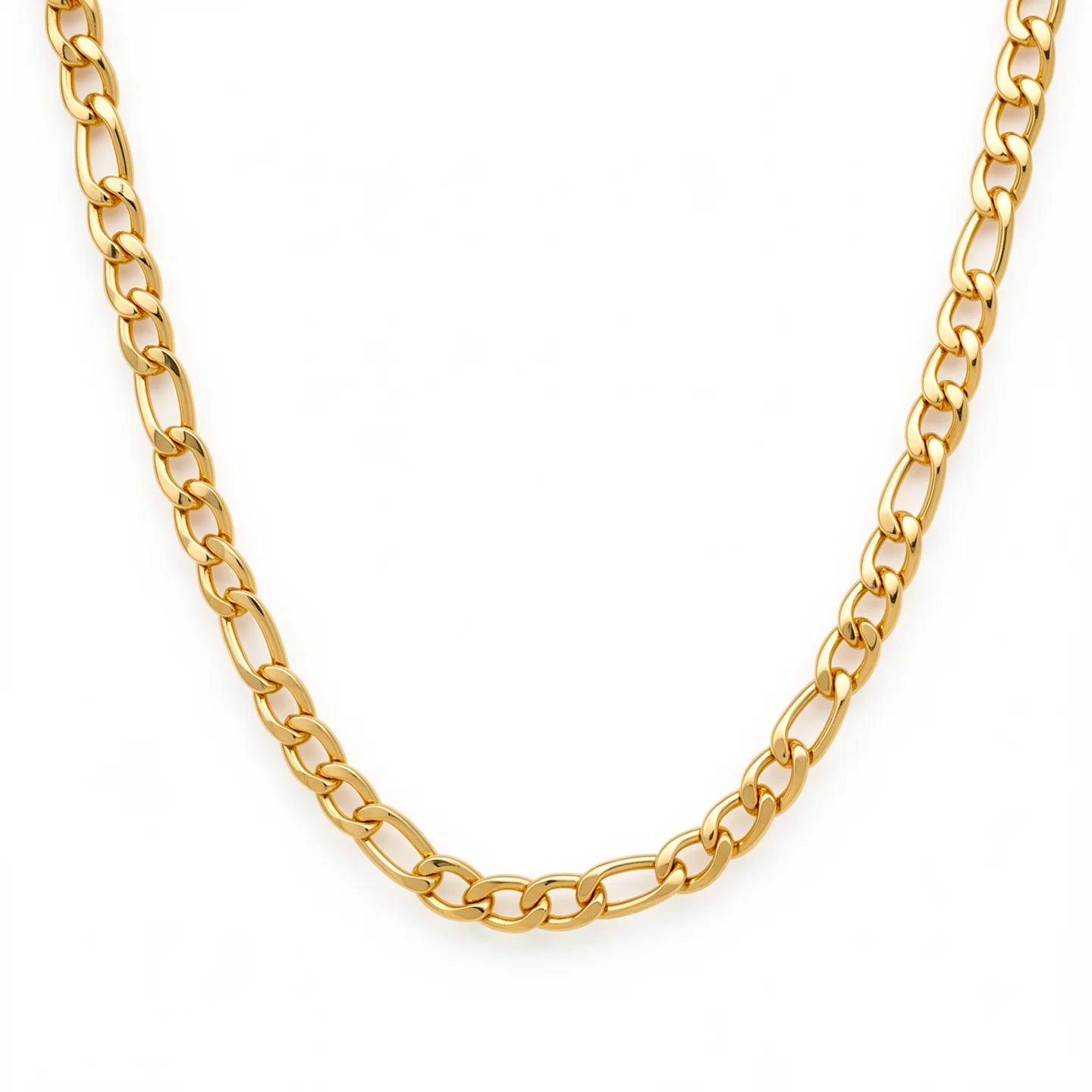 316L Stainless Steel Figaro Chain 58cm, Non-Tarnish NK 3:1 Link Necklace, Waterproof Minimalist Hip Hop Jewelry Gold Steel