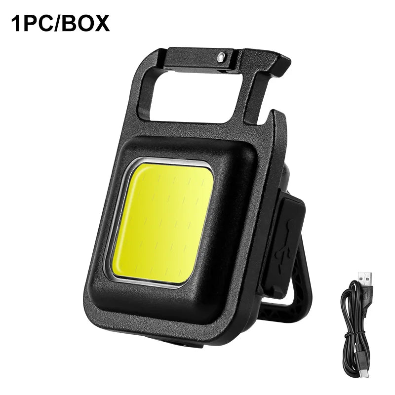 LED Flashlight Super Bright 1500LM Folding Bracket Bright EDC Keychain USB Rechargeable Waterproof Light Outdoor Camping Tools
