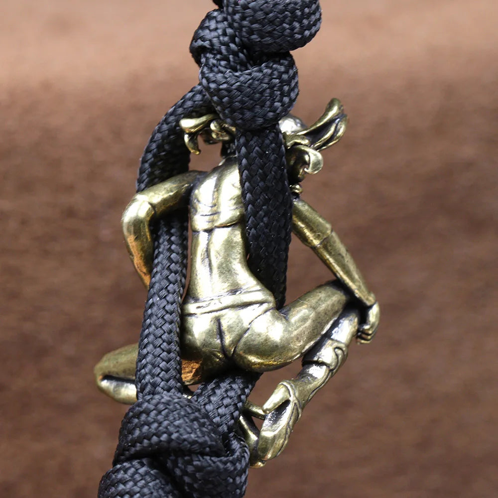 Beauty Girl Brass Knife Beads EDC Outdoor DIY Paracord Handmade Woven Lanyard Pendants Umbrella Rope Bracelet Charms Accessories