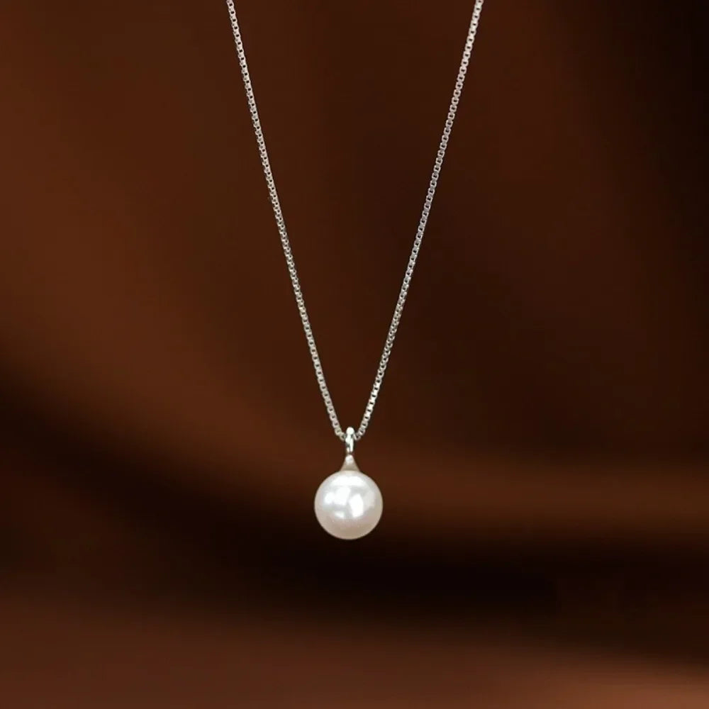 Elegant Style  Imitation Pearl Pendant Necklace Adjustable Clavicle Chain for Women Jewelry Gifts