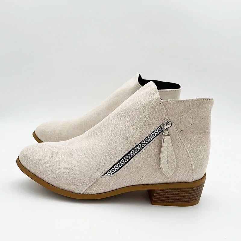 Women Booties 2025 Autumn Suede chelsea Boots Women Fashion Size 43 Platform Boots Side Zipper Heeled Ankle Boots Botas De Mujer