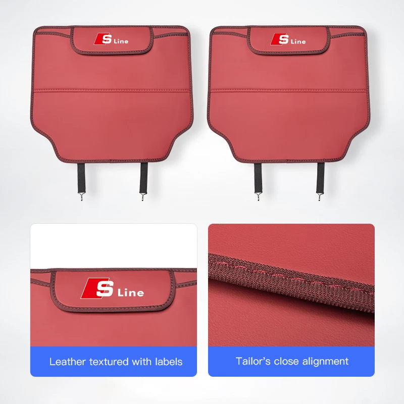 Leather Car Seat Protector Kids Anti-kick Pad Storage Bag For Audi Sline A3 A4 A5 A6 A7 A1 A2 A8 Q1 Q2 Q3 Q4 Q5 Q6 Q7 Q8 TT RS3