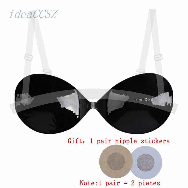Backless Strapless Woman Bra for Dress Push Up  Adhesive Invisible Bras with Transparent Straps Sexy Silicone Underwear Lingerie