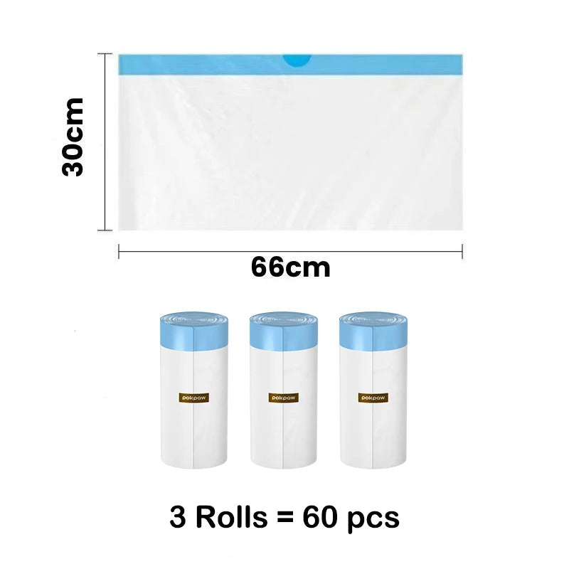 20/60/150pcs Pokpaw EPI Oxo-biodegradable Poop Bags for Tonepie Automatic Cat Litter Box, Self-cleaning Toilet Waste Bags
