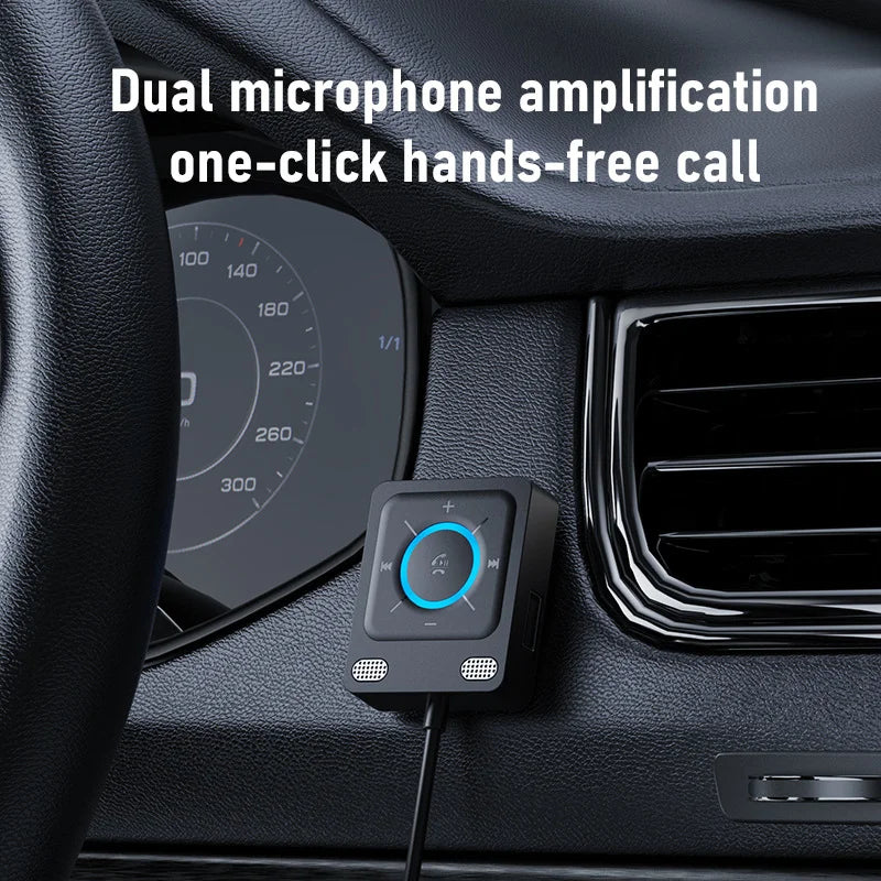 AUX Car Adapter Bluetooth 6.0 Stronger Dual Mics & Noise Cancellation Bluetooth Receiver For Car Music/Hands-Free Calls