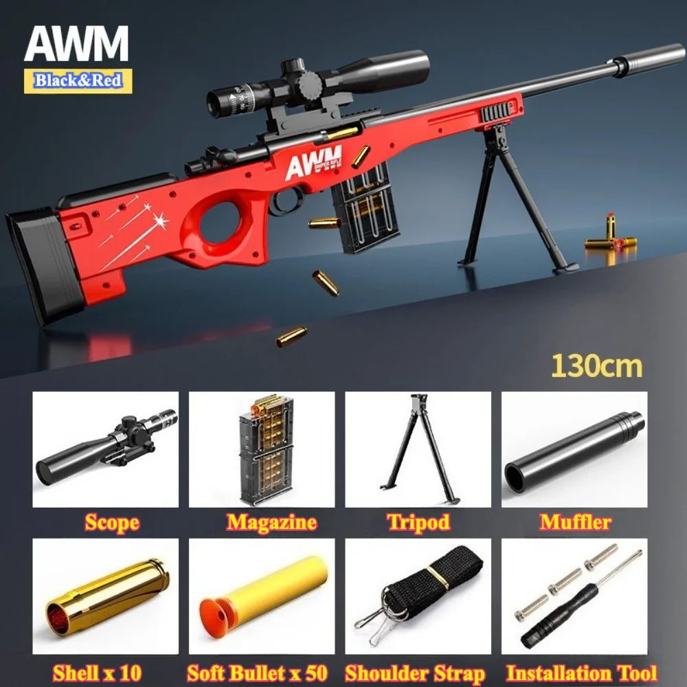 98K Upper Pressure Shell Ejection Soft Bullet Gun Can Fire Sniper Rifle Outdoor Battle Model Toy Manually Loaded Christmas Gift