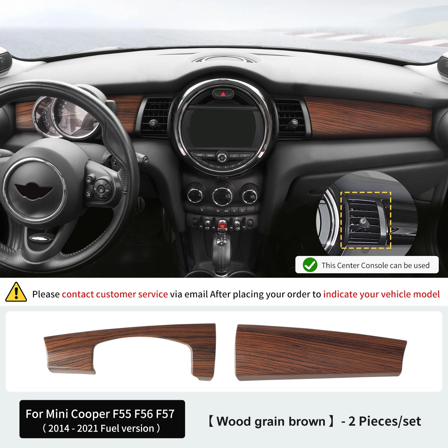 Car Dashboard Decorative Shell ABS Leather For Mini Cooper F55 F56 F57 2014-2021 Center Console Decorative Shell Car Accessories