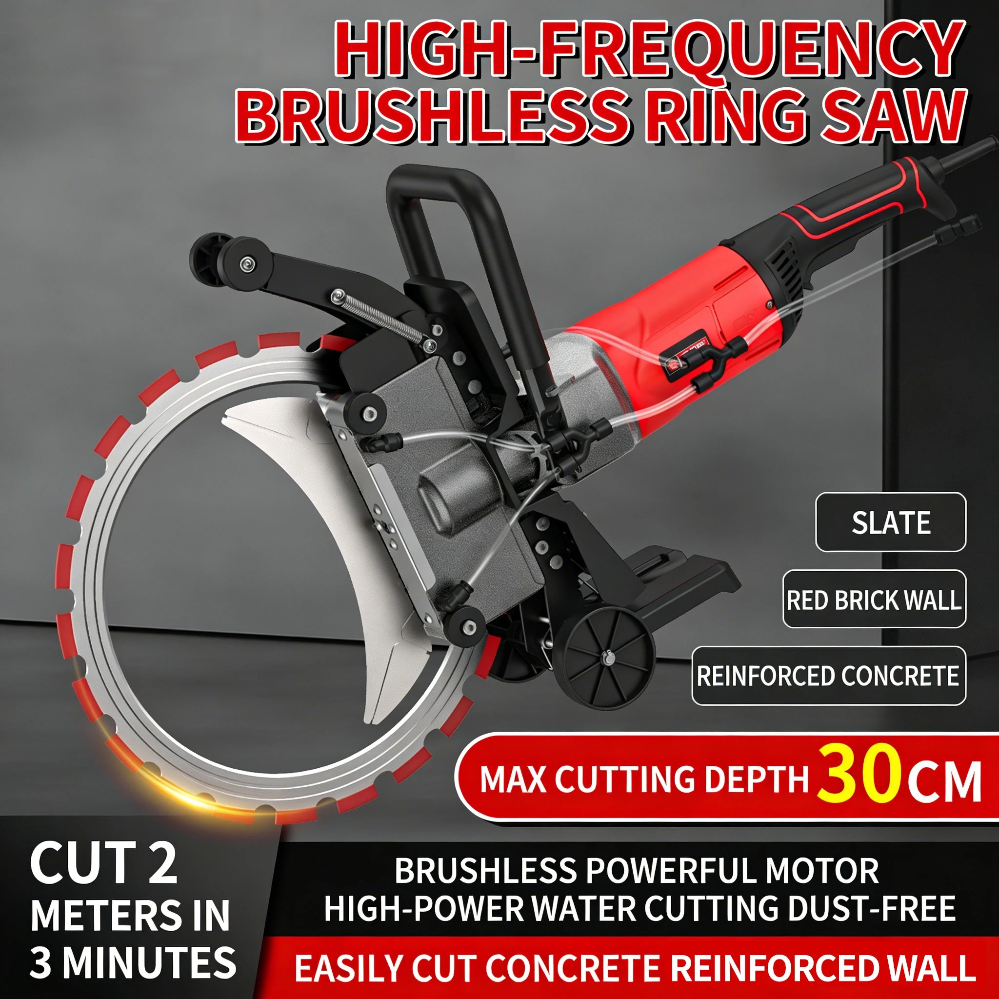 400mm Ring Saw  High Frequency Concrete Wall Cutting Machine 8800W Handheld Deep Cut Saw for Stone Cement Door Opening