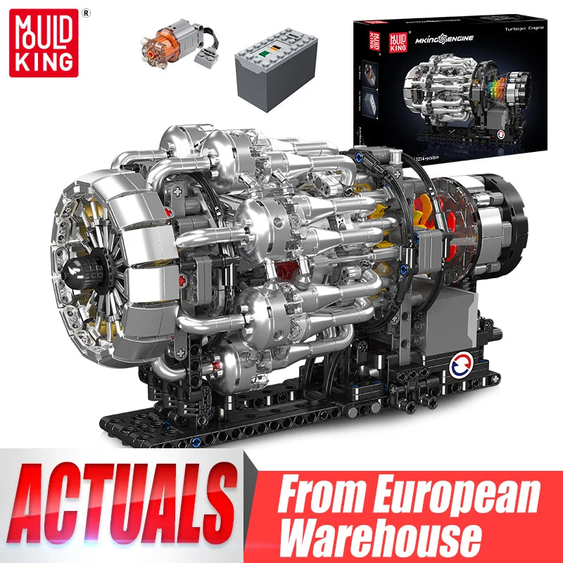 Mould King 10216 Technical Car Engine Toys The Motorized Turbojet Engine Building Block Assembly Engine Brick Kid Christmas Gift