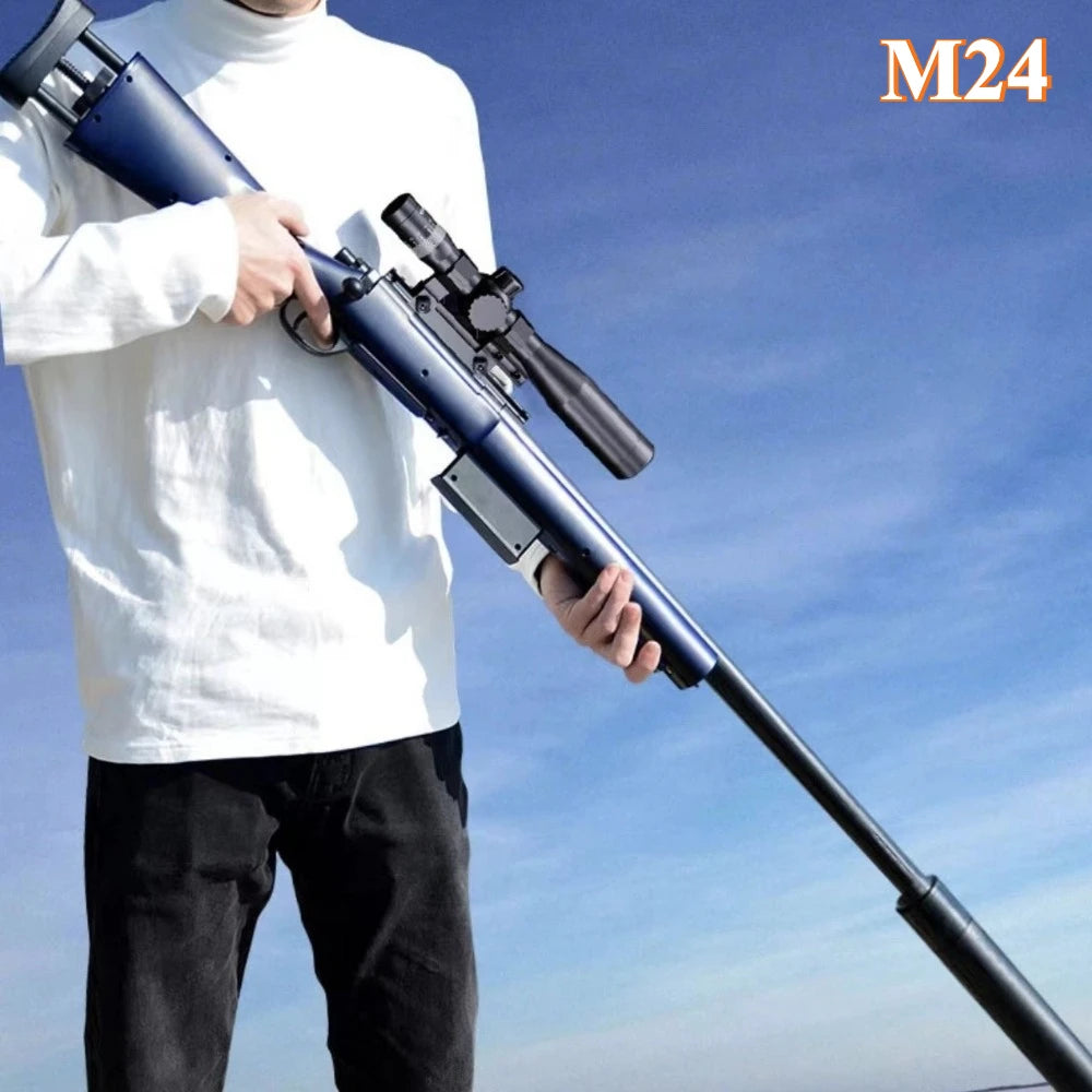 98K Upper Pressure Shell Ejection Soft Bullet Gun Can Fire Sniper Rifle Outdoor Battle Model Toy Manually Loaded Christmas Gift