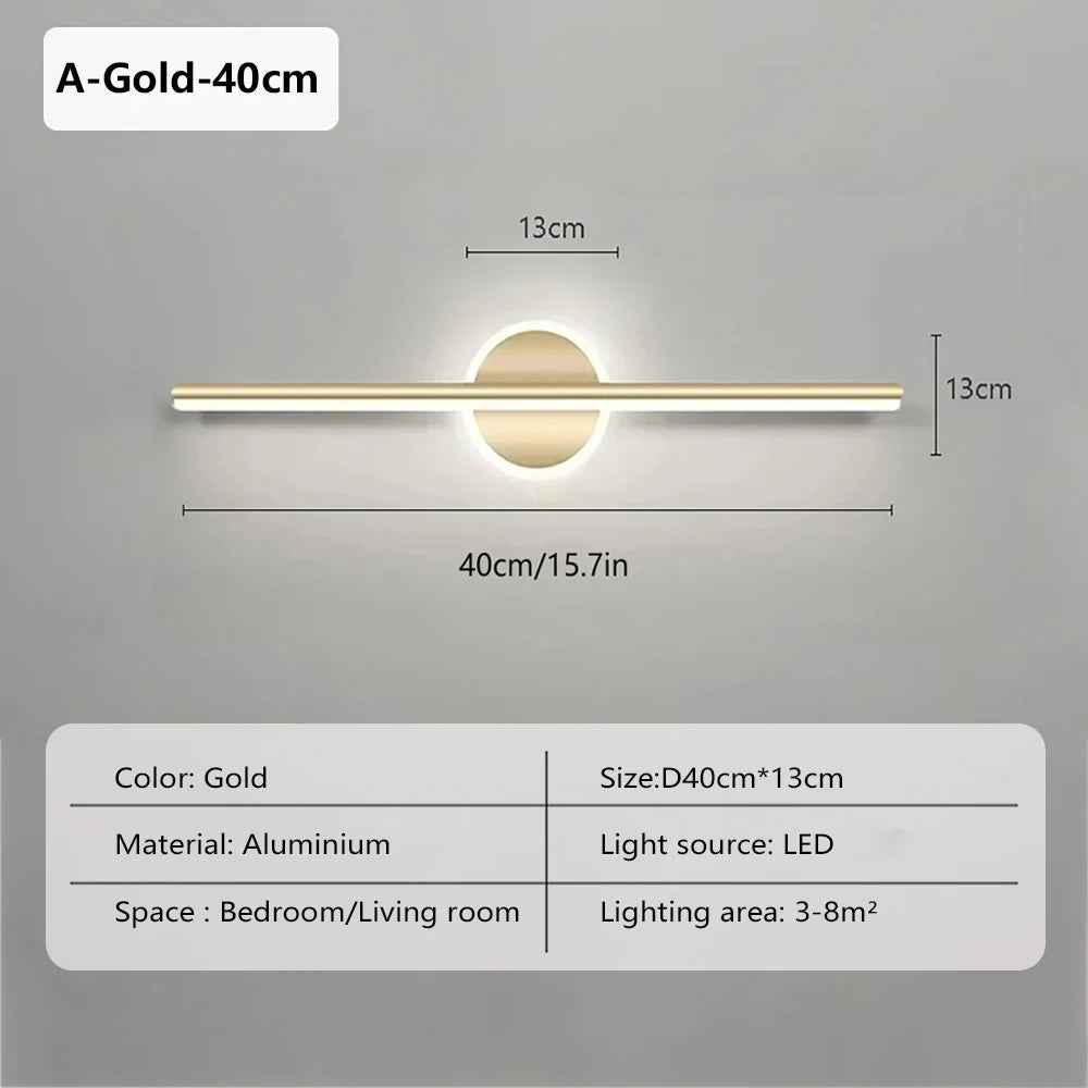 Modern LED Wall Lamp Minimalist Lines Texture Metallic Black Gold For Bedroom Vanity Lighting Bathroom Mirrors Hallways Entryway