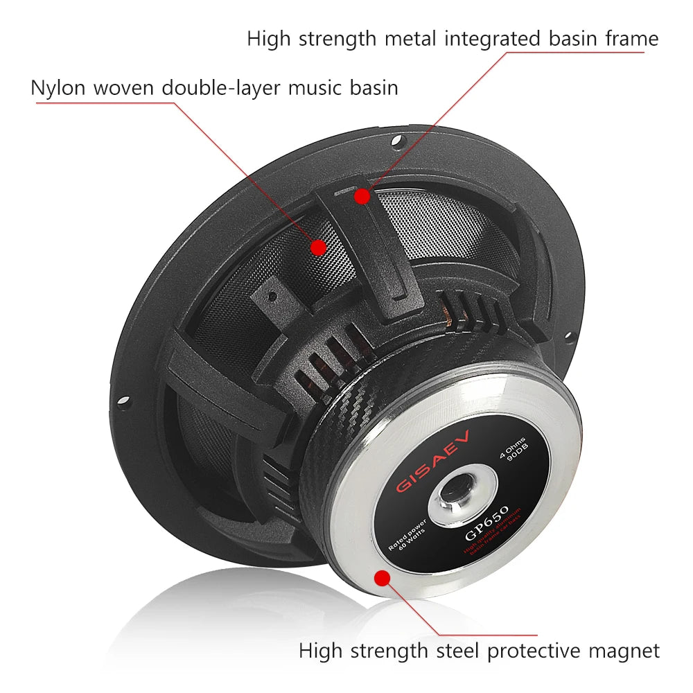 Subwoofer de voiture de haute qualité de 6,5 pouces, modification stéréo de voiture haute fidélité 180W, subwoofer, modification d'enceinte bibliothèque