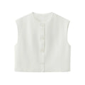 MUJER Red Sleeveless Vest Woman Button Black White Cropped Vest Women Summer Casual Short Coats Waistcoat Women's Fashion Vests