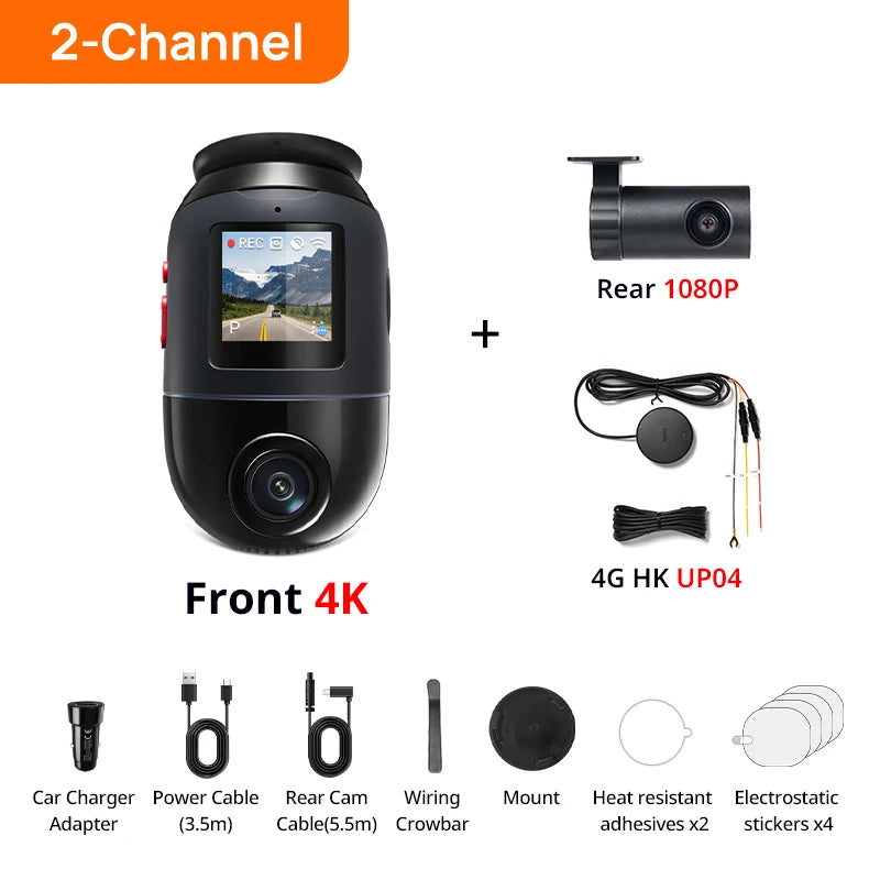 70mai 4K Omni X800 2160P HDR 60fps F1.7 Supported Dual-channel Built-in GPS ADAS Supercapacitor 4G LTE 24H Parking Surveillance
