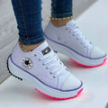 Women’s Pattern Canvas Sneakers Simple Fashionable Casual Lace-Up Shoes thick bottom outdoor activity High Quality lady footwear