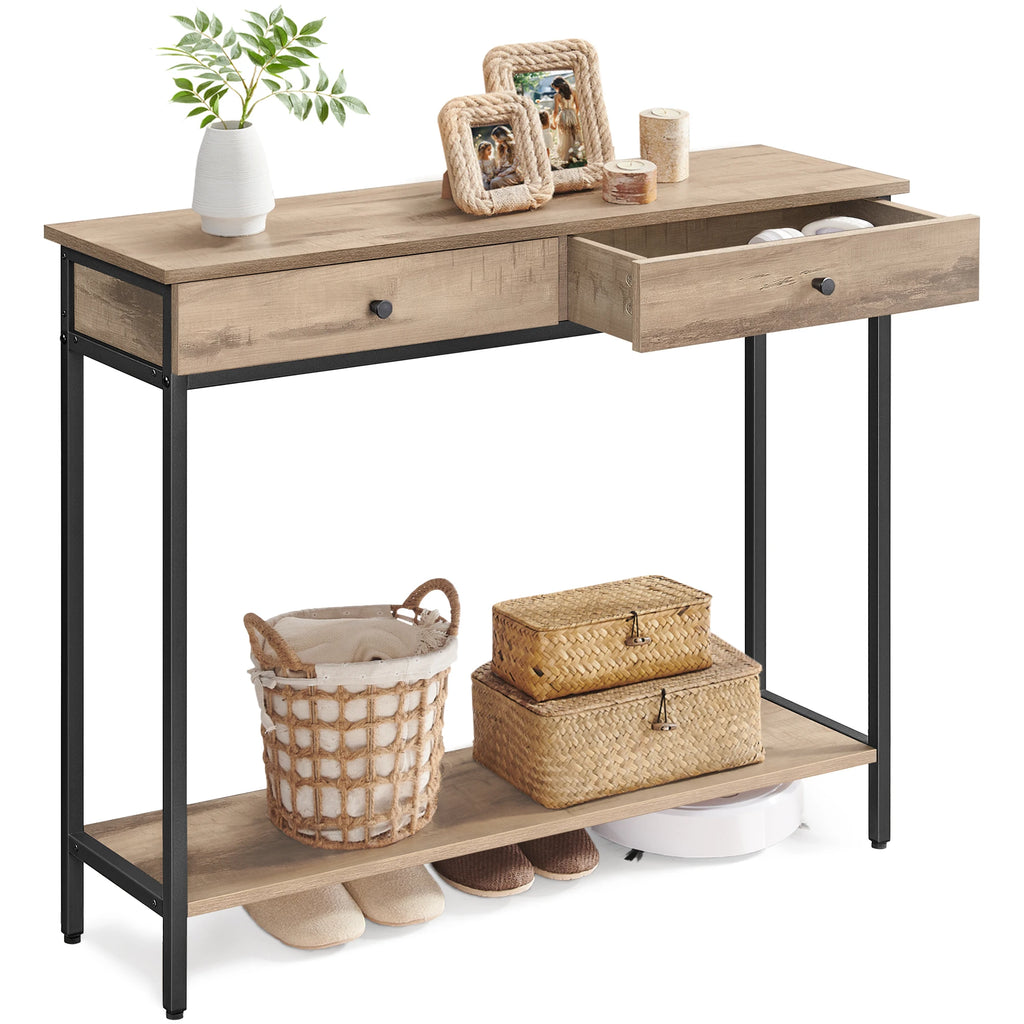 VASAGLE Console, Table d'entrée, Table d'appoint, Table de canapé avec 2 tiroirs