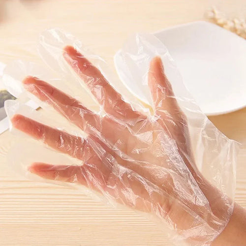 100pcs Disposable Gloves Food Grade Transparent Gloves plastic gloves Food Service Clear Cleaning Kitchen Disposable Home