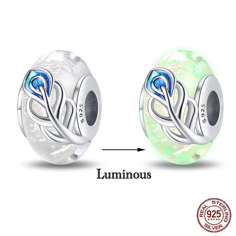 Hot Sale 925 Silver Glow in the dark Firefly Honeybee Star Charms Beads Fit Qikaola 925 Original Bracelets Fine DIY Jewelry Gift