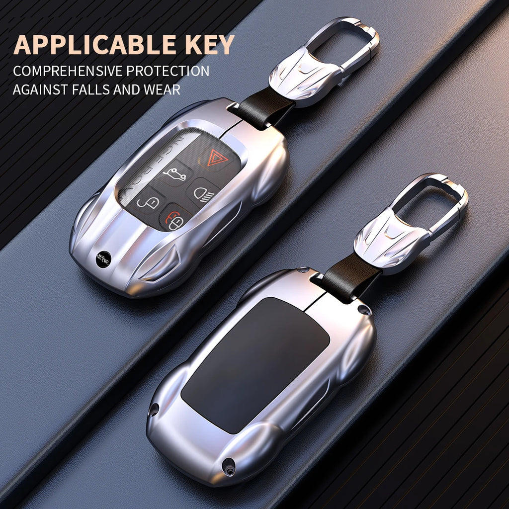 Leather Metal Car Key Case Cover Bag For Land Rover Range Rover Sport Evoque Freelander Velar Discovery 4 Jaguar XE XJ XF Guitar