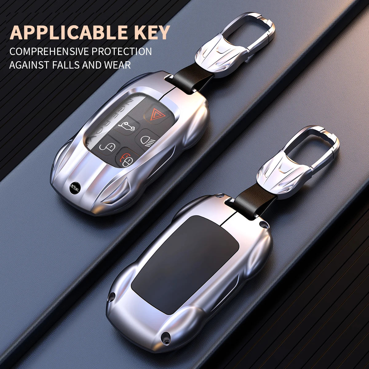 Leather Metal Car Key Case Cover Bag For Land Rover Range Rover Sport Evoque Freelander Velar Discovery 4 Jaguar XE XJ XF Guitar