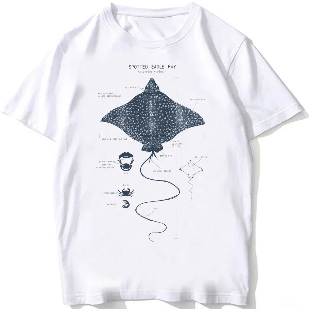 Whale Shark Anatomy Biology T-shirt Unisex Women Hip Hop Casual T Shirts Women Beach Diving White Tshirt Vintage women Tees