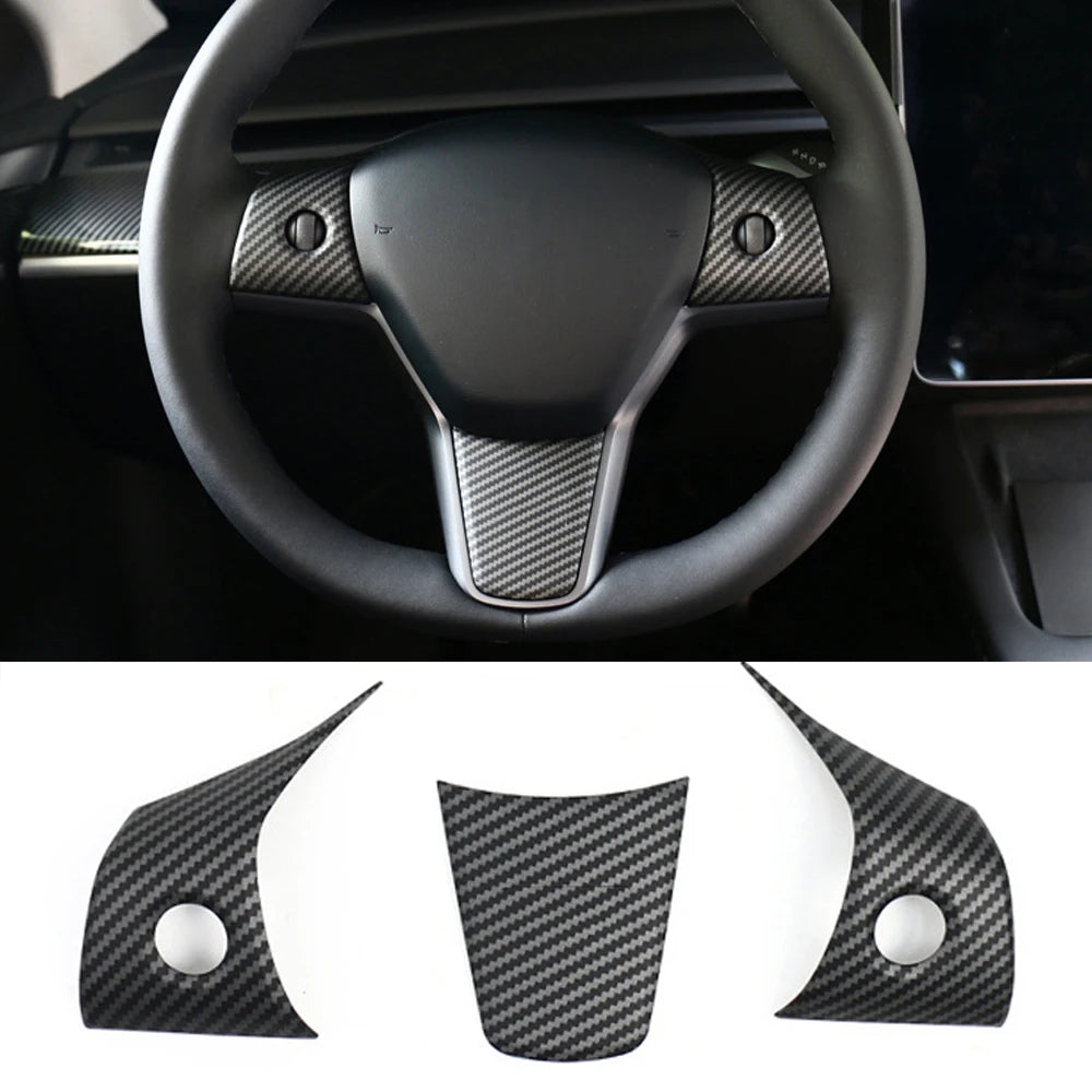 for Tesla Model Y 3 2023 ABS Carbon Fiber Center Console Wrap Cover Kit Dashboard Armrest Door Side Trim Sticker Accessories