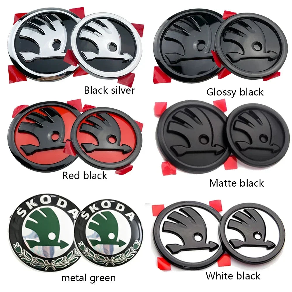 80mm 90mm ABS Emblem For Skoda Fabia 1 2 Octavia a7 RS Superb Rapid Yeti Karoq Vision Car Head Front Rear Boot Tailgate Sticker