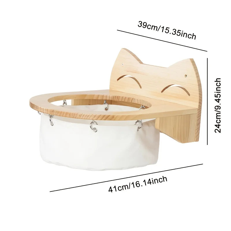 DIY Wall-mounted Cat Hammock, Wooden Cat Bed for Indoor Cats, Cat Jumping Platform Climbing Toy