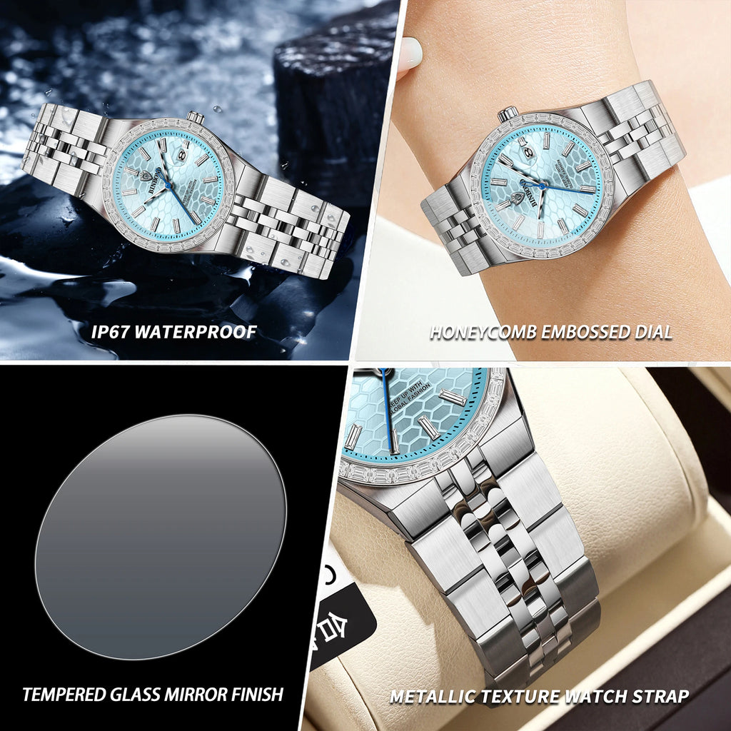 BINBOND Ladies Casual Accurate Quartz Wristwatches For Women Luxury Waterproof Sturdy Auto Date Women's Watches Fashion Reloj