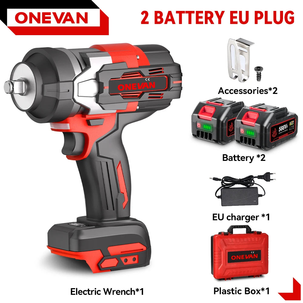 Clé à chocs électrique sans fil sans balais ONEVAN 2800N.M Tournevis à couple élevé Perceuse Outil électrique pour batterie Makita 18V Pin