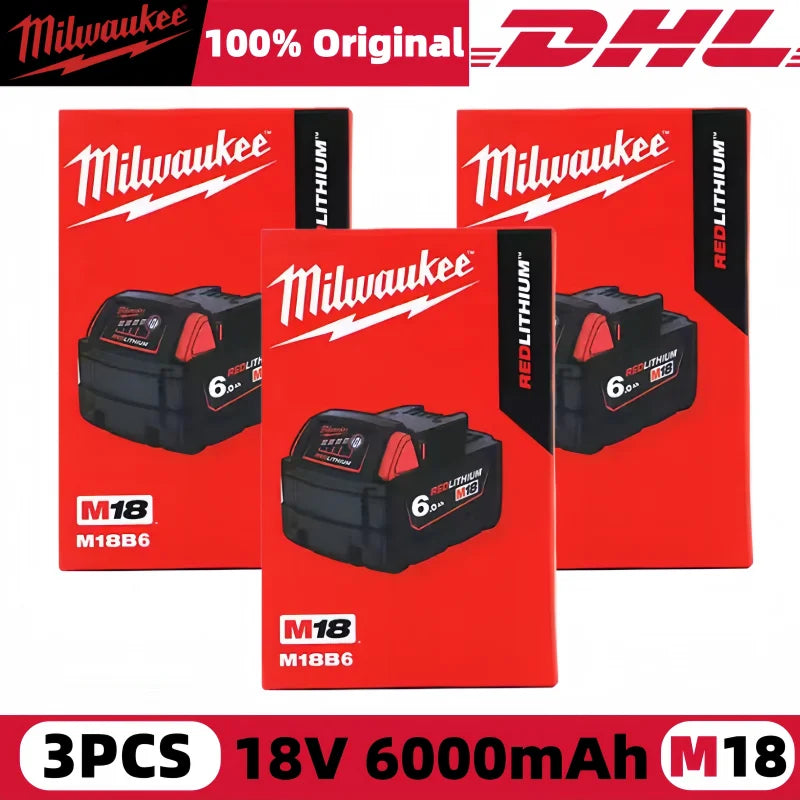 100% New Milwaukee M18 6.0Ah High Output Battery 18V Lithium-ion Rechargeable for Milwaukee M18 Cordless Power Tools 6Ah Battery
