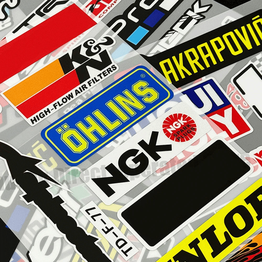 Racing Sponsor Style Decals Kit, Waterproof Reflective Vinyl Stickers for Auto Motorcycle Scooter Helmet Bike DIY Decoration