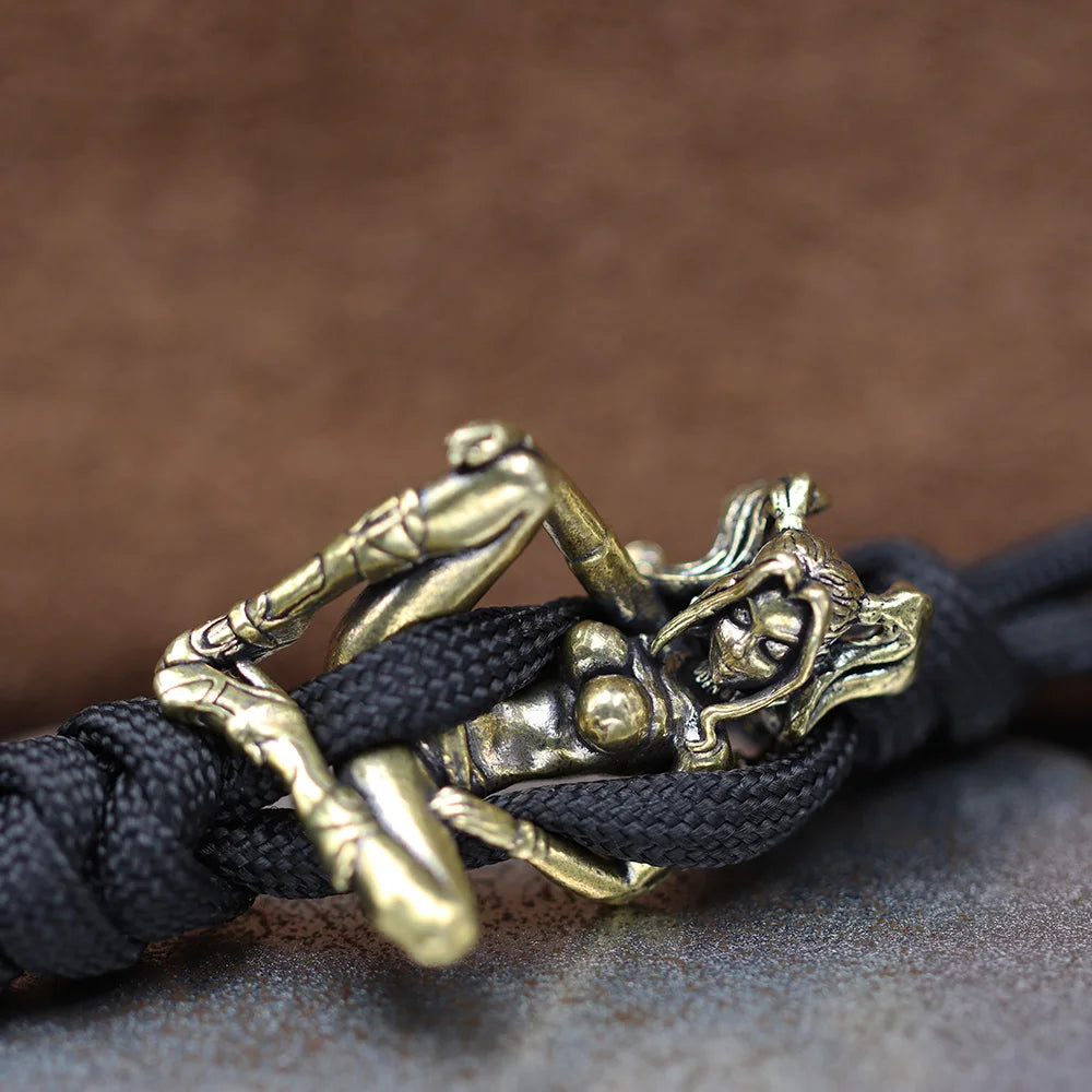 Beauty Girl Brass Knife Beads EDC Outdoor DIY Paracord Handmade Woven Lanyard Pendants Umbrella Rope Bracelet Charms Accessories