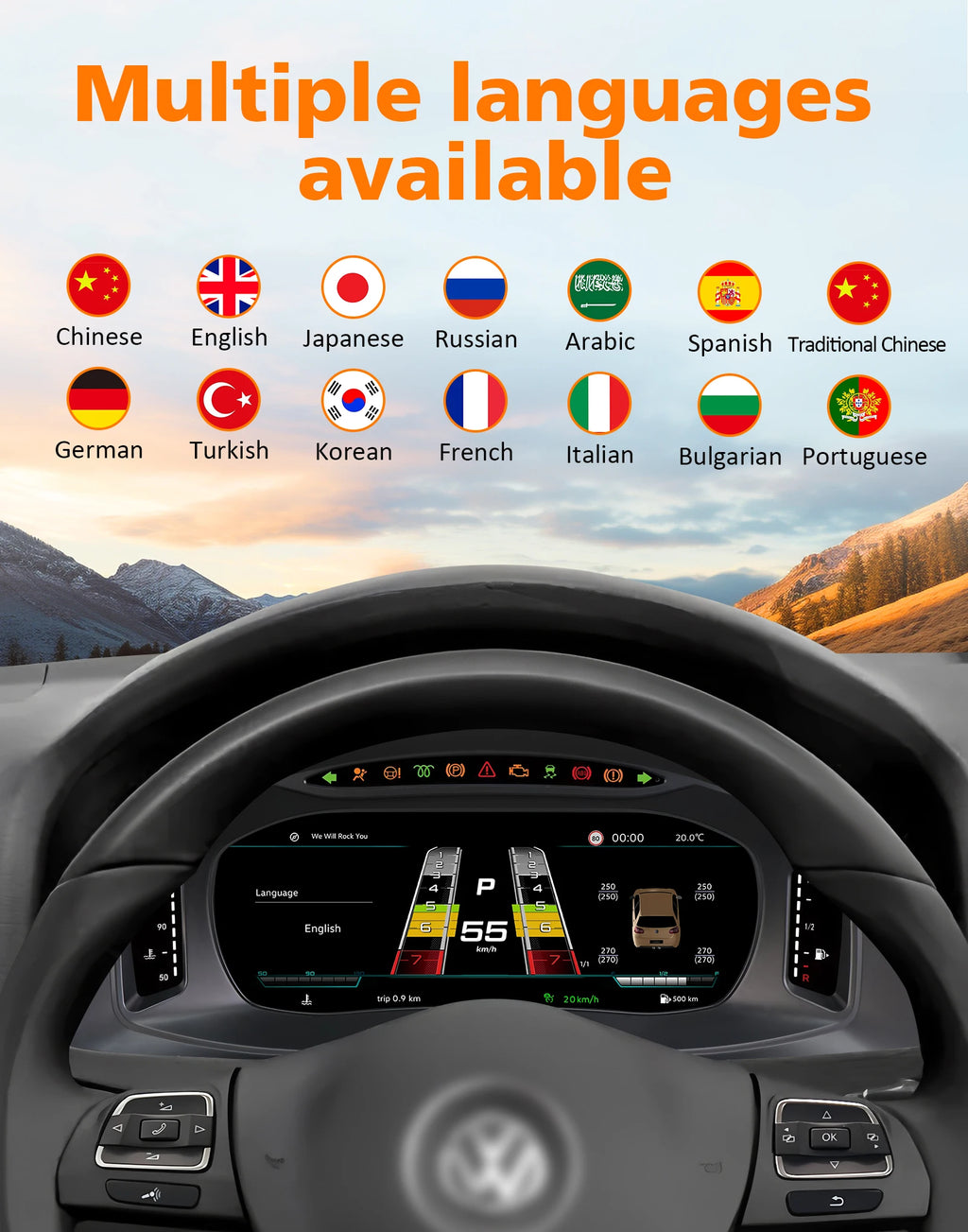 Car Digital Dashboard for Volkswagen Touareg 2003-2010 LCD Panel Speedometer Virtual Cockpit Instrument Cluster Carplay Auto USB