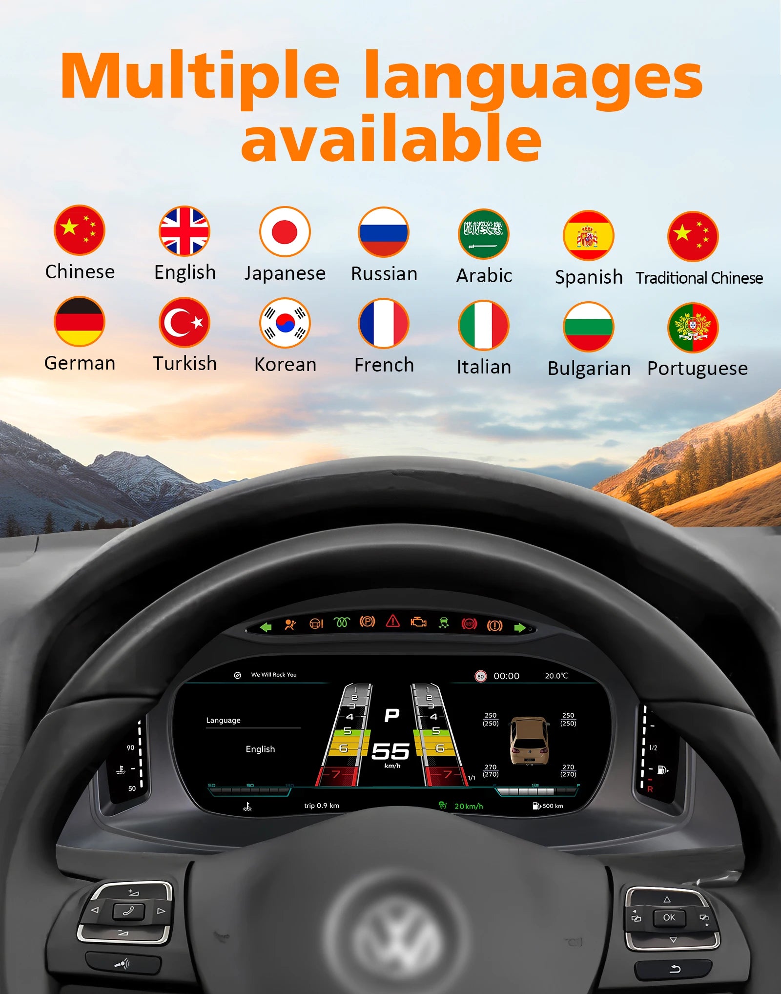 Car Digital Dashboard for Volkswagen Touareg 2003-2010 LCD Panel Speedometer Virtual Cockpit Instrument Cluster Carplay Auto USB