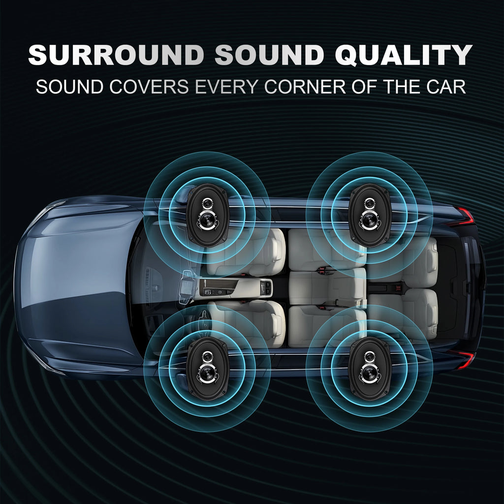 2PCS 6*9" Car Coaxial Speakers with 150W Max Power, PEI Tweeter Hybrid Surround, Car Door Speakers, Great Stock Replacement