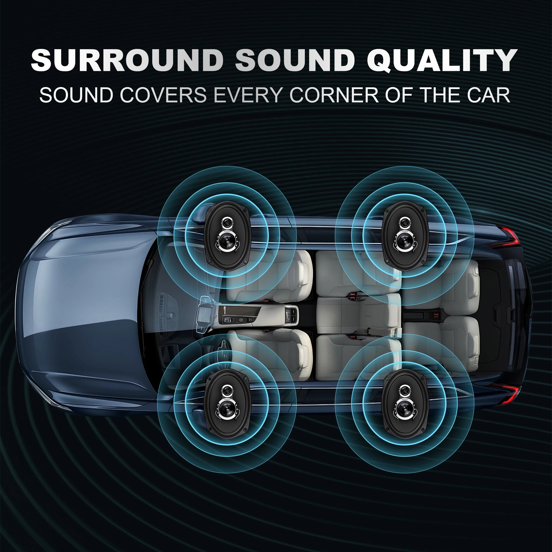 2PCS 6*9" Car Coaxial Speakers with 150W Max Power, PEI Tweeter Hybrid Surround, Car Door Speakers, Great Stock Replacement