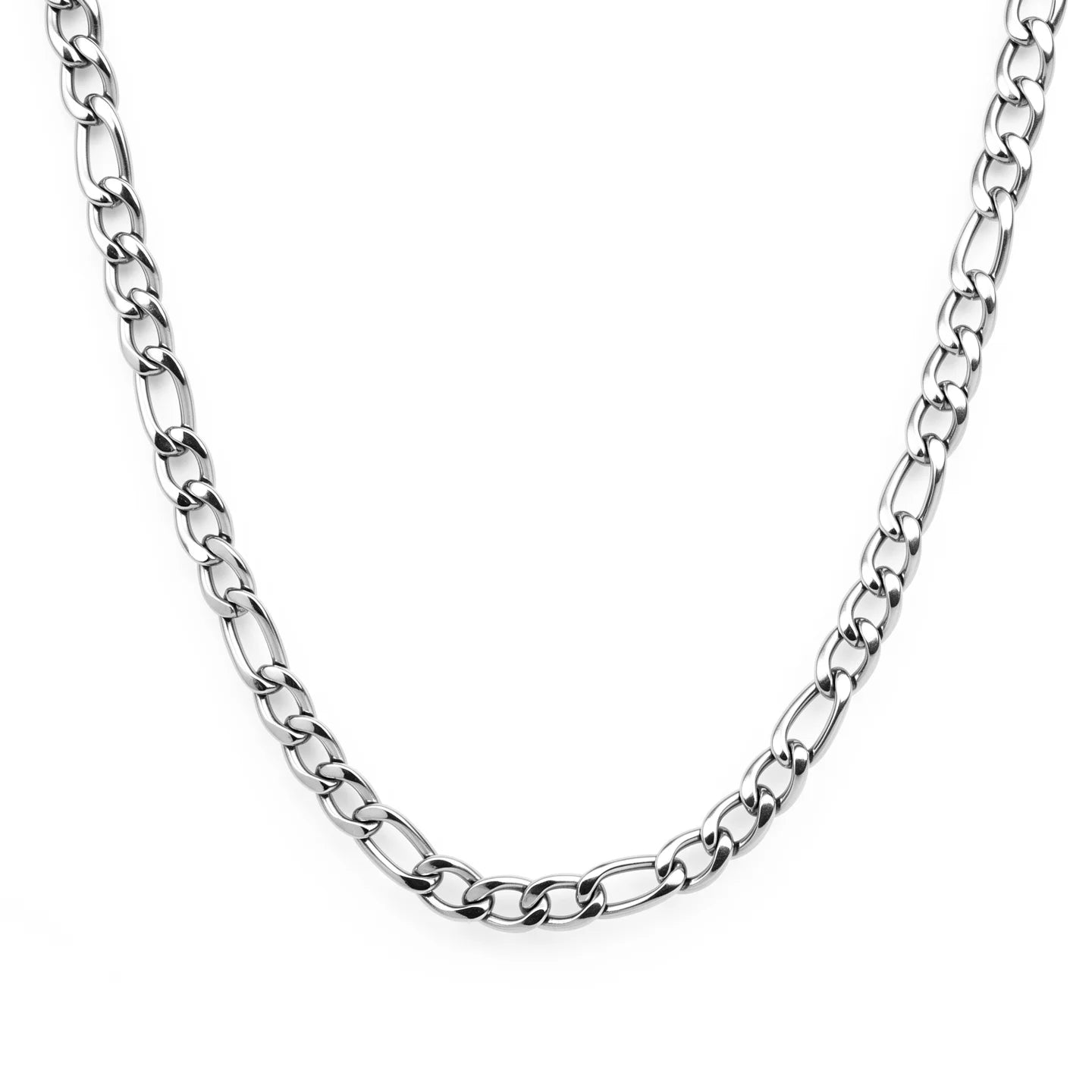 316L Stainless Steel Figaro Chain 58cm, Non-Tarnish NK 3:1 Link Necklace, Waterproof Minimalist Hip Hop Jewelry Gold Steel