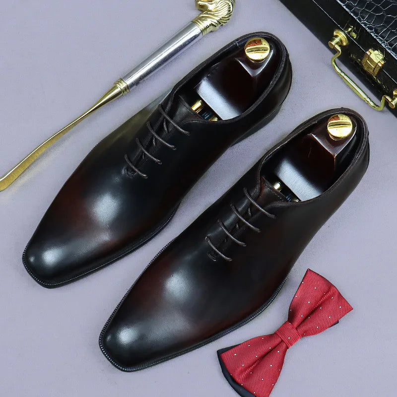 Whole Cut Men's Oxford Shoes Genuine Leather Handmade Quality Comfortable Elegant Black Wedding Social Formal Shoes Man
