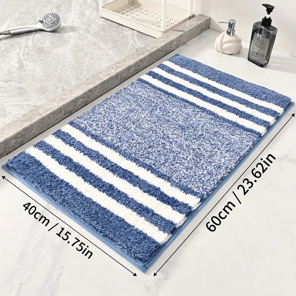 Soft Plush Striped Bath Rug Water Absorption Doormat For Bathroom Bedroom