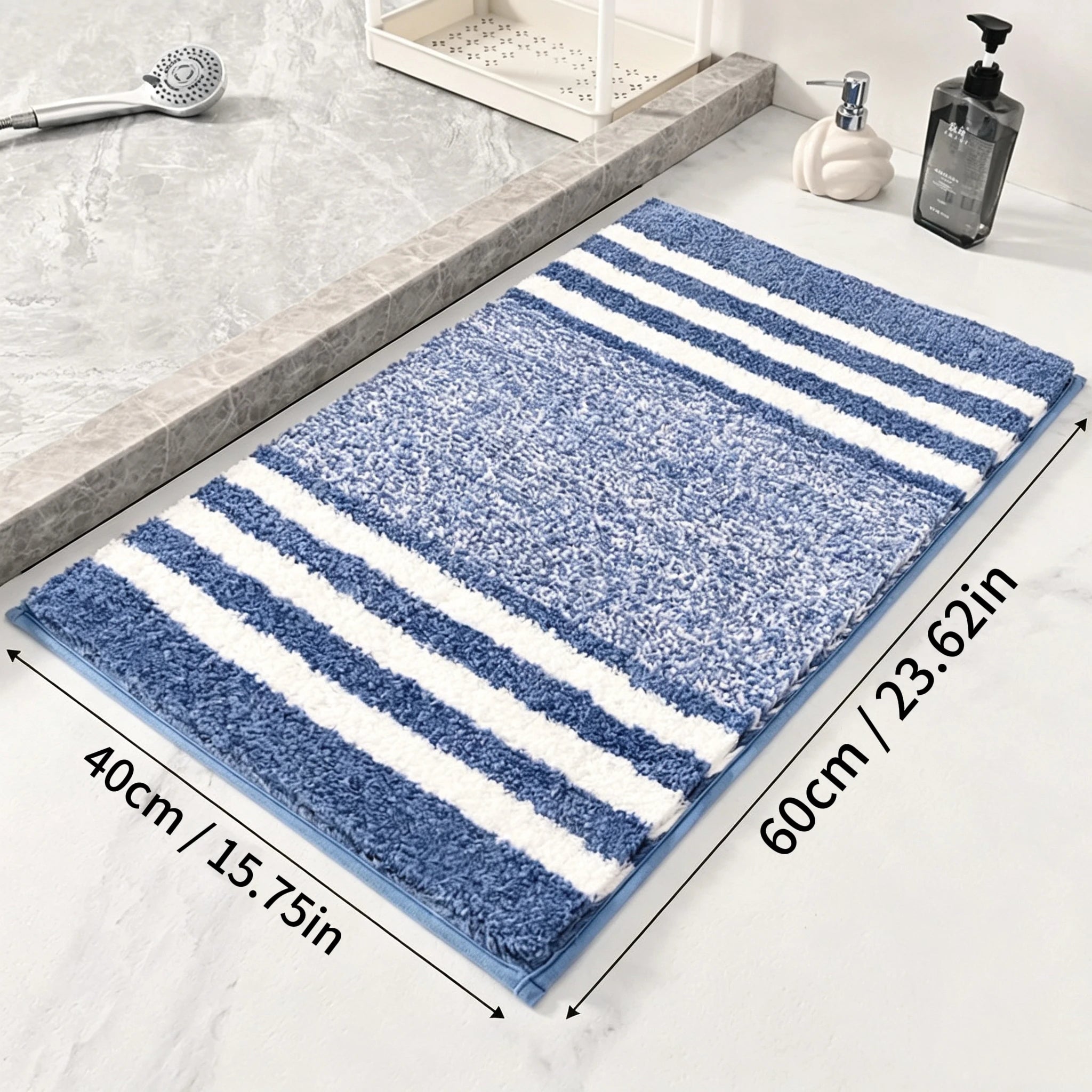 Soft Plush Striped Bath Rug Water Absorption Doormat For Bathroom Bedroom