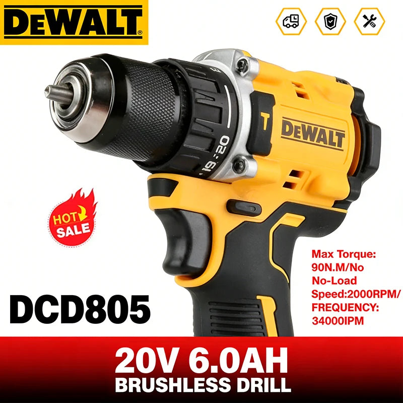 DEWALT DCD805 20V MAX XR Cordless Drill Driver 3-Mode LED Spotlight Impact Drill For Masonry Screwdriving Home Improvement