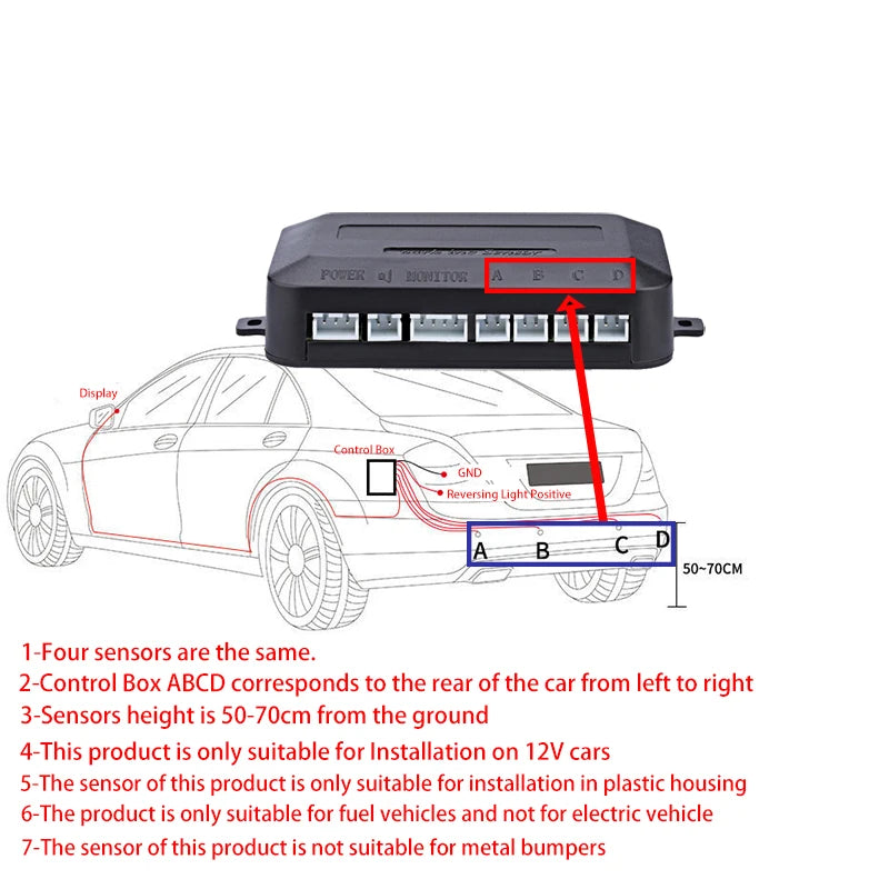 FirstSafe Factory CVBS AHD Video Parking 4 Sensors Car Reverse Backup Rear Buzzer Radar Monitor System Support Android System