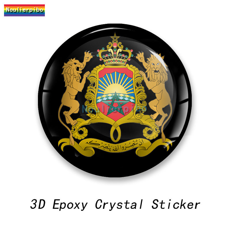 Morocco 3D Creative Sticker Moroccan Air Force Logo Epoxy Dome Vinyl Waterproof Decal Car Motorcycle Helmet Laptop Phone Sticker