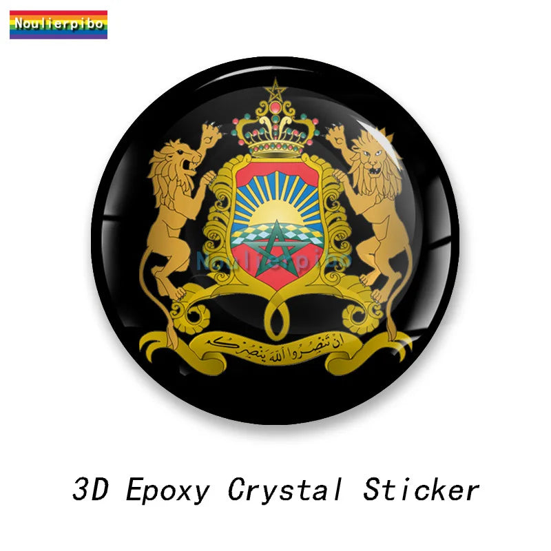 Morocco 3D Creative Sticker Moroccan Air Force Logo Epoxy Dome Vinyl Waterproof Decal Car Motorcycle Helmet Laptop Phone Sticker