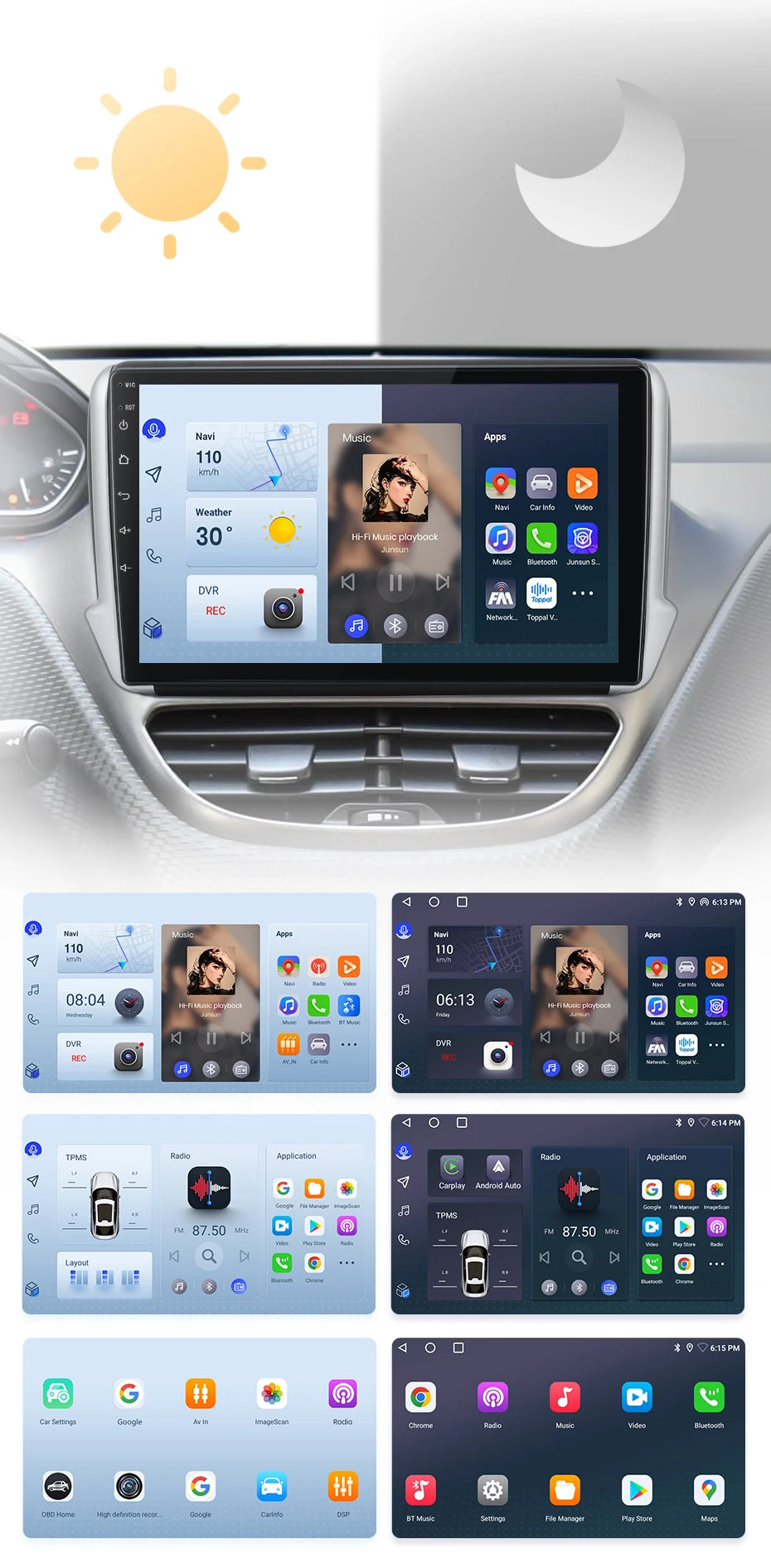 Junsun Wireless CarPlay Android Auto Car Radio For Peugeot 2008 208 2012 - 2018 GPS Multimedia 2 din