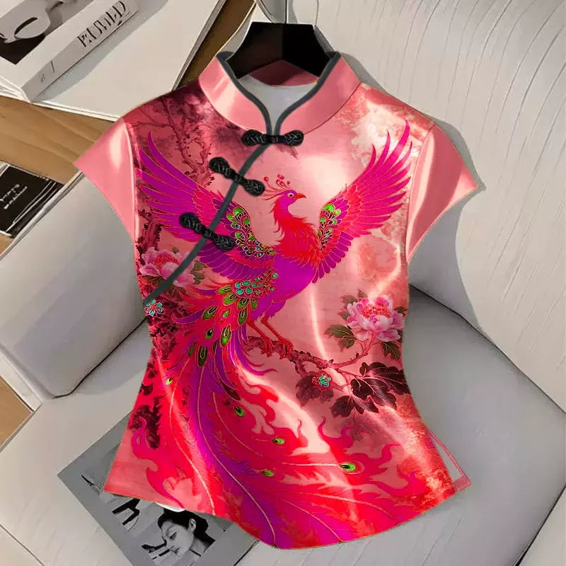 Qipao Shirts for Women Clothing Hanfu Tshirt Harajuku Ethnic Style Summer Streetwear Y2k Top Vintage T-Shirts Women Clothes