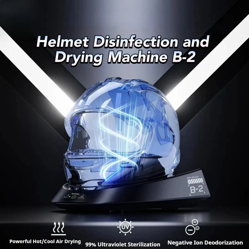 Smart Motorcycle Helmet Dryer Features Sterilization  Dust Removal Functions Temperature Control, and Ambient Lighting