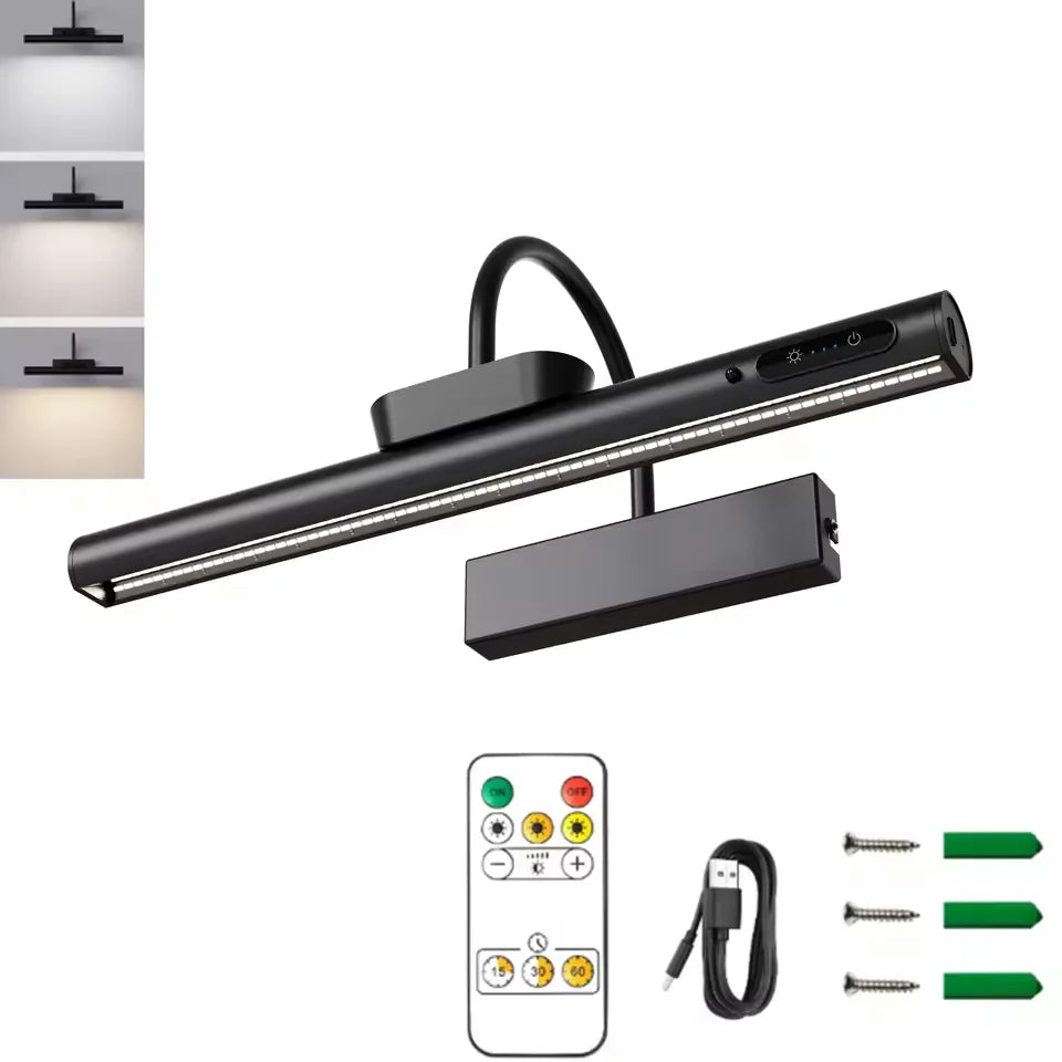 4000mAh LED Rechargeable Wall Lamp Modern Remote Control 3 Color Dimming Gold Bathroom Mirror Light Aluminum Picture Lights